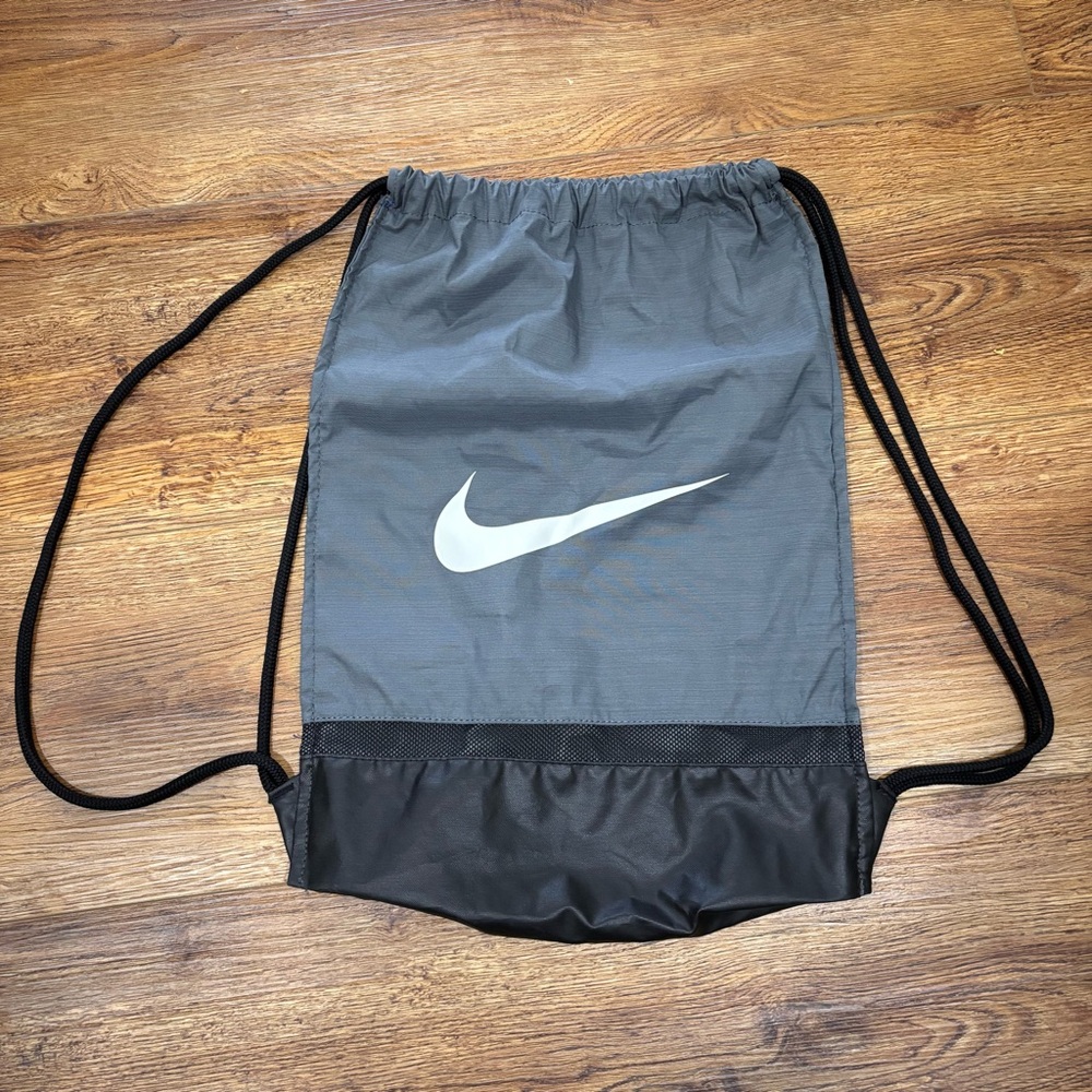 Nike Drawstring Backpack Multi Pocket Grey Black … - image 1